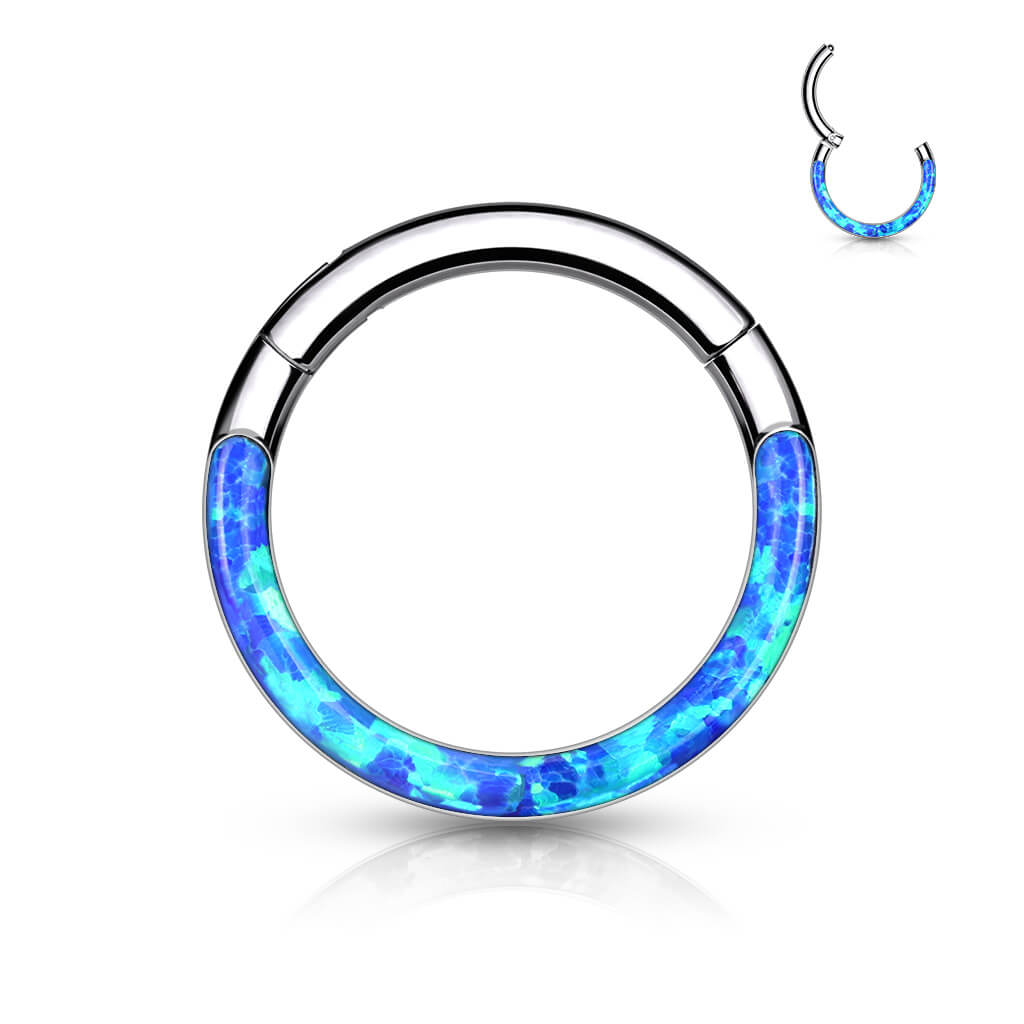 Titanio Anello Piercing Opale Clicker