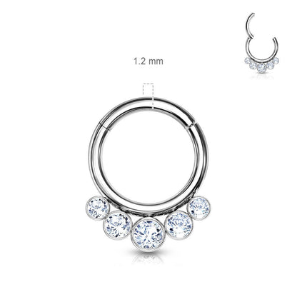 Titane Anneau 5 Zircones Argent Cliqueur