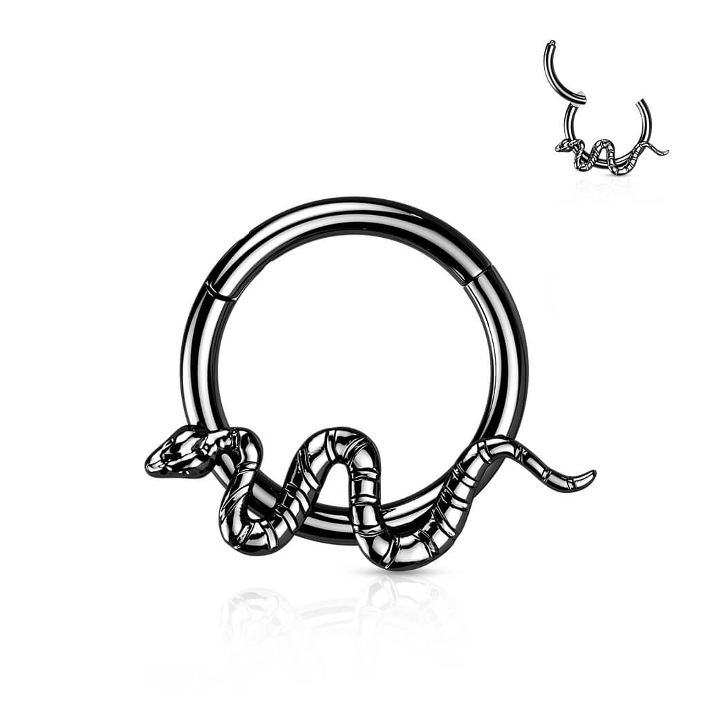 Titanio Anello Piercing Serpente d´argento Clicker