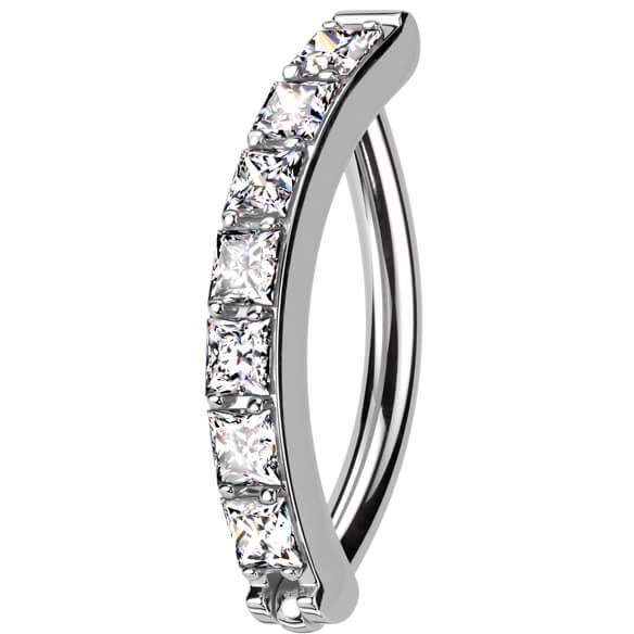 Titanium Ring zirconia pave setting Clicker