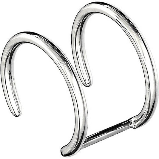 Fake Ear Piercing Double Line Silver Bendable