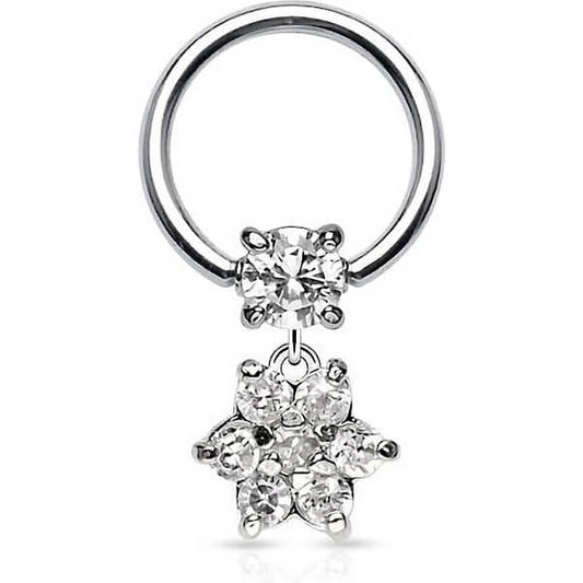 Anneau Pendentif Fleur Zircone Argent Bille Captive