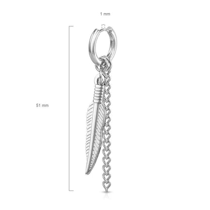 Boucle d'Oreille Pendentif Plume Chaine Cliqueur