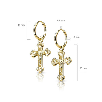 Bouton d'Oreille Pendentif Croix