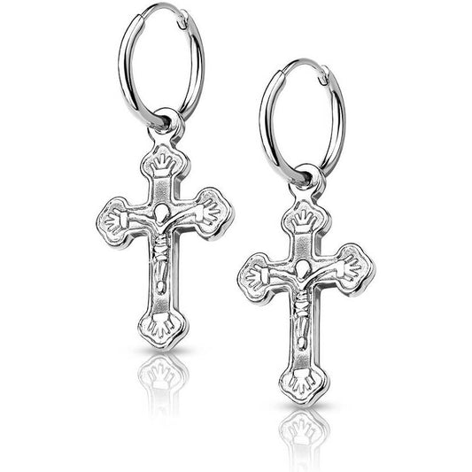 Bouton d'Oreille Pendentif Croix