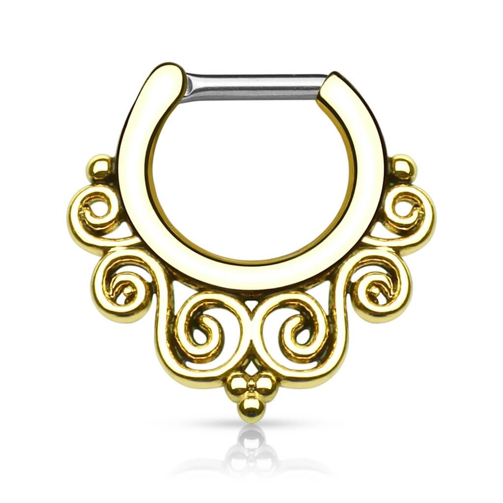 Septum Piercing Clicker Tribal PVD Clicker