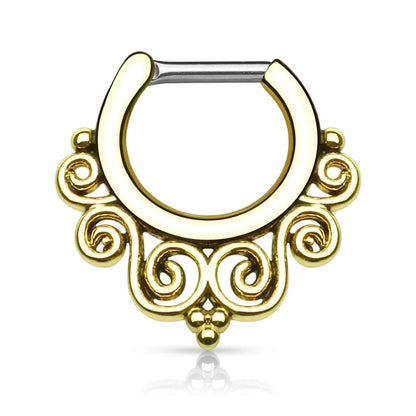 Septum Piercing Clicker Tribal PVD Clicker