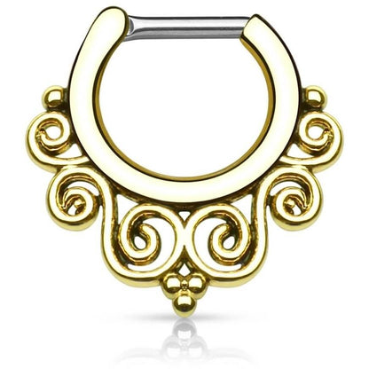 Septum Piercing Clicker Tribal PVD Clicker