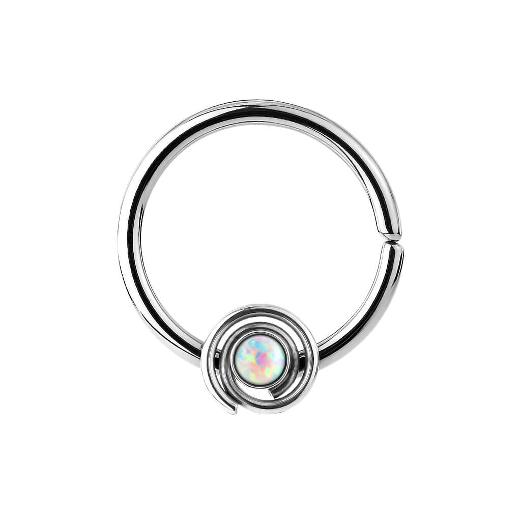 Ring Opal Round Silver Bendable