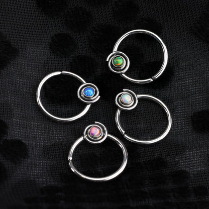 Ring Opal Round Silver Bendable