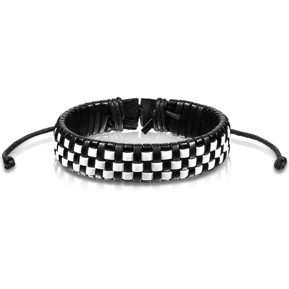 Black White Braided Checker Waved