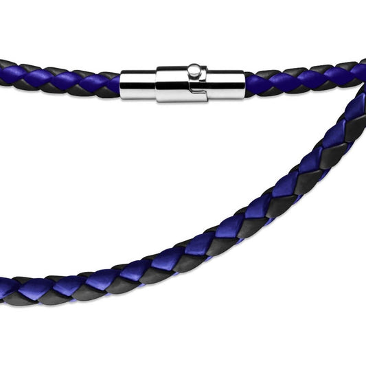 Collier Tressé Bleu Noir Aimant