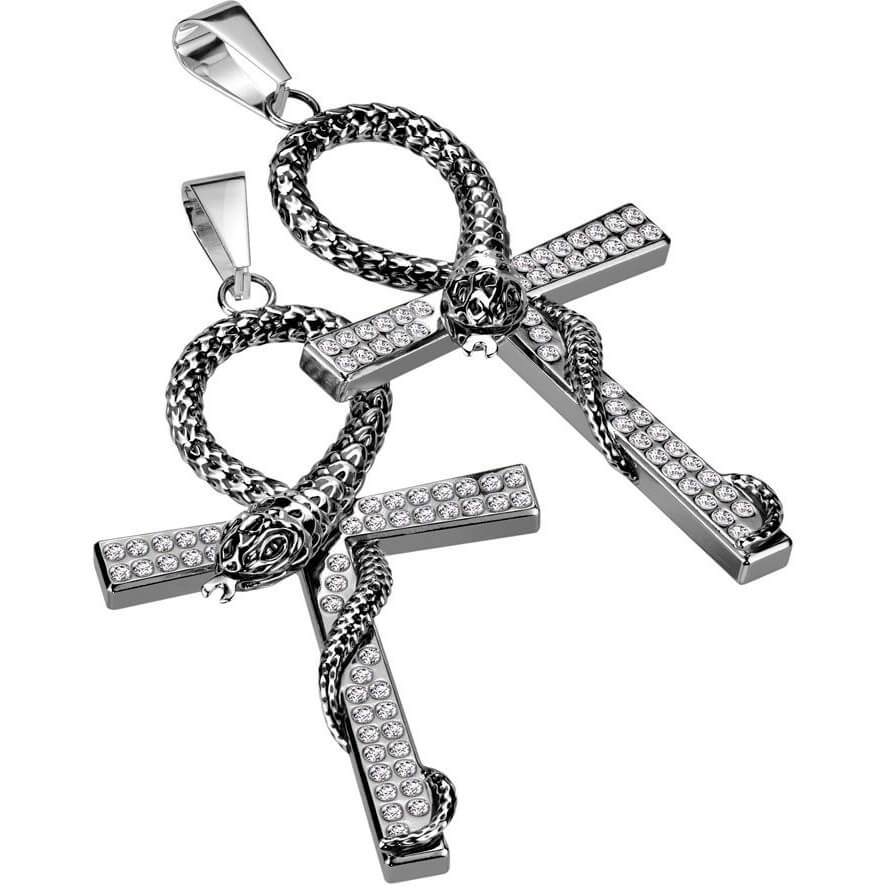 Collier Croix Serpent Argent