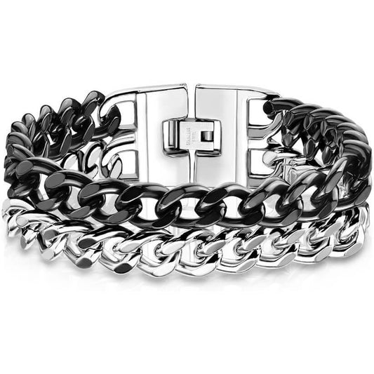 Double Chain Black Silver