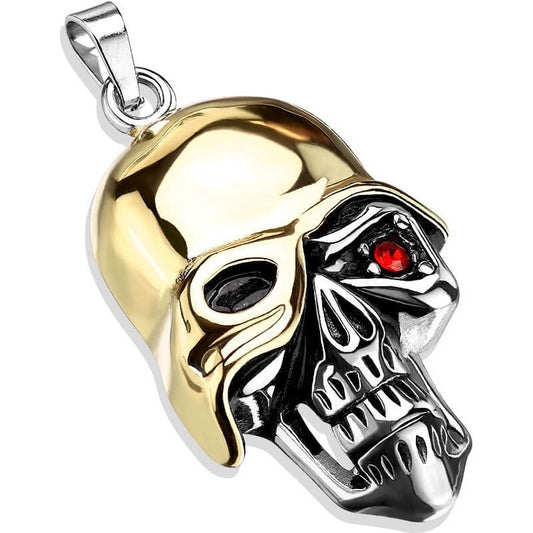 Calavera Soldado Circonita Plata y Oro