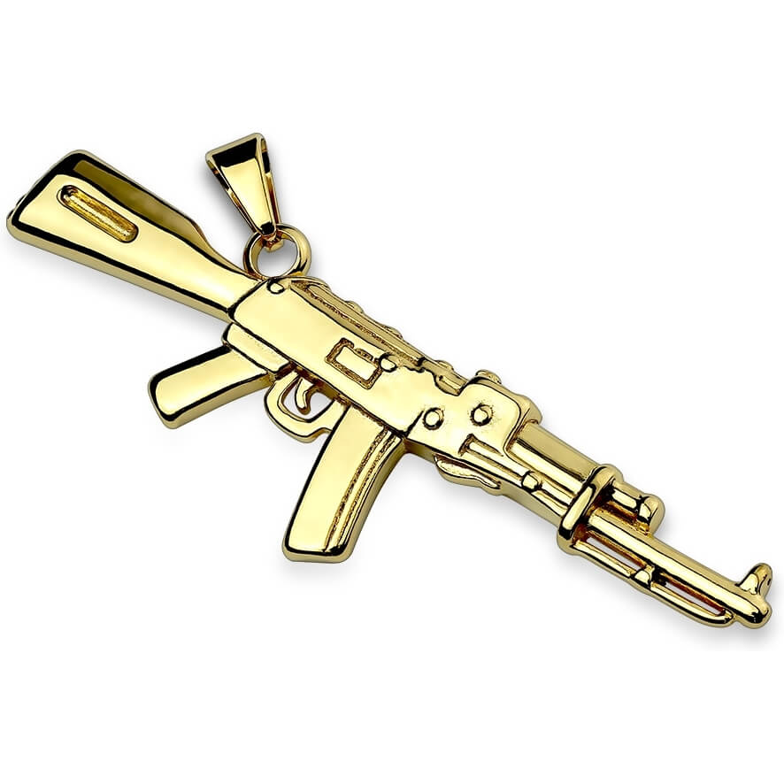 Collier Fusil AK 47 Or