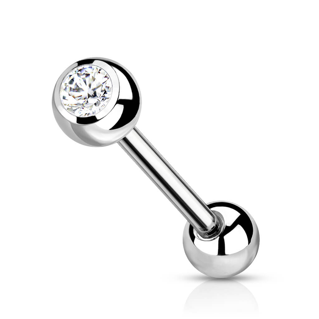 Titanio Barbell Sfere argento con zirconi