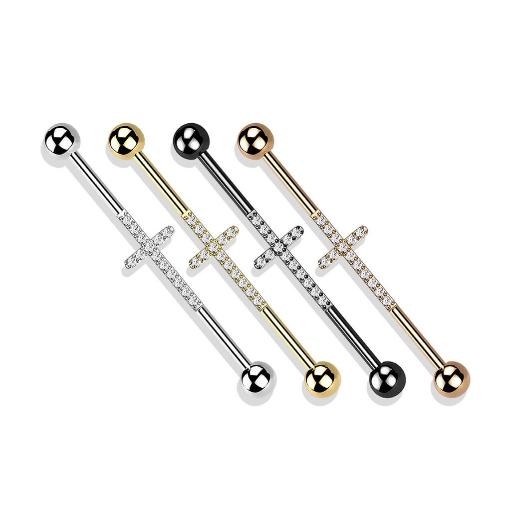 Titanium Industrial Barbell Cross Zirconia