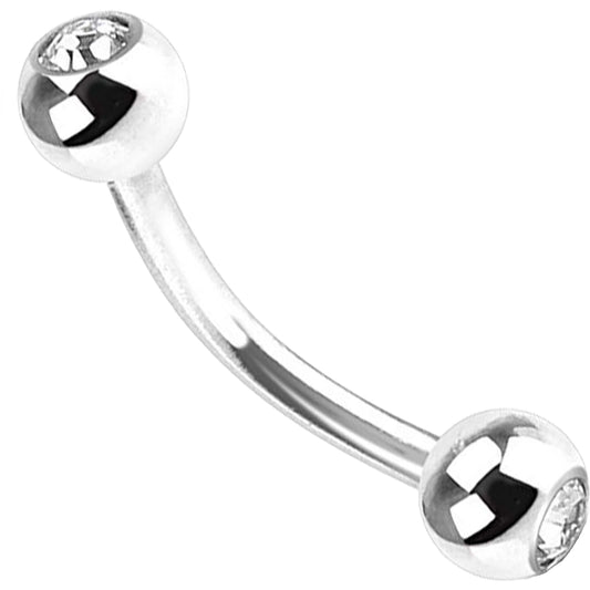 Titanio Piercing Sopracciglio Sfera argento con zircone