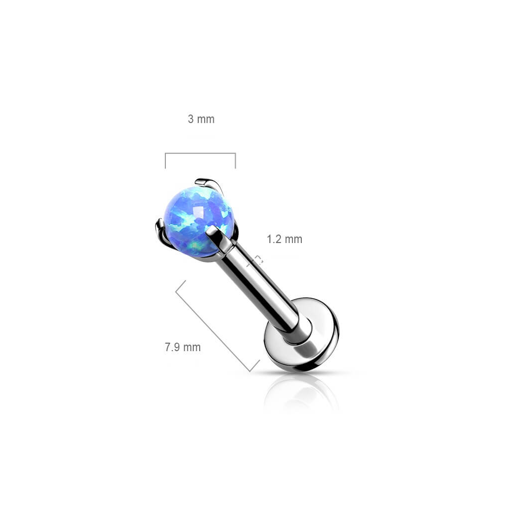 Titanium Labret Ball Opal Silver Internally Threaded