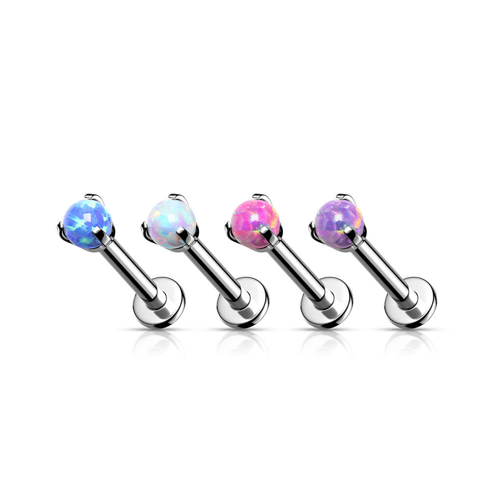 Titanium Labret Ball Opal Silver Internally Threaded