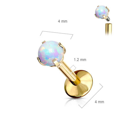 Titanium Labret Ball Opal Internally Threaded