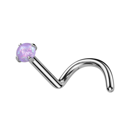 Titanium Nose Screw Opal Ball