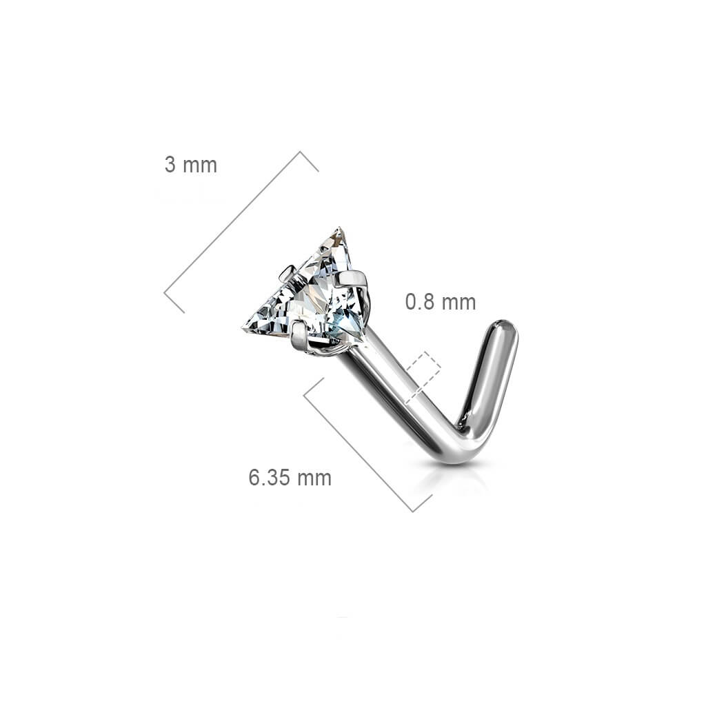 Titane Nez En Forme de L Triangle Zircone Argent