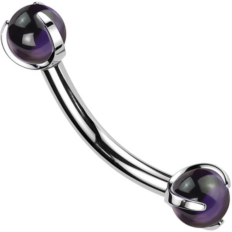 Curved Barbell Semi-Precious Stone Internally Threaded