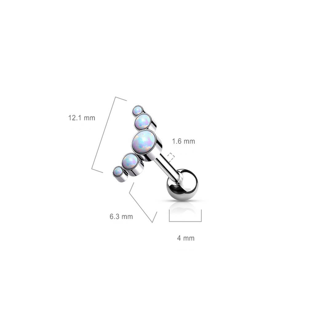 Titane Barre 5 Opales Argent Filetage Interne