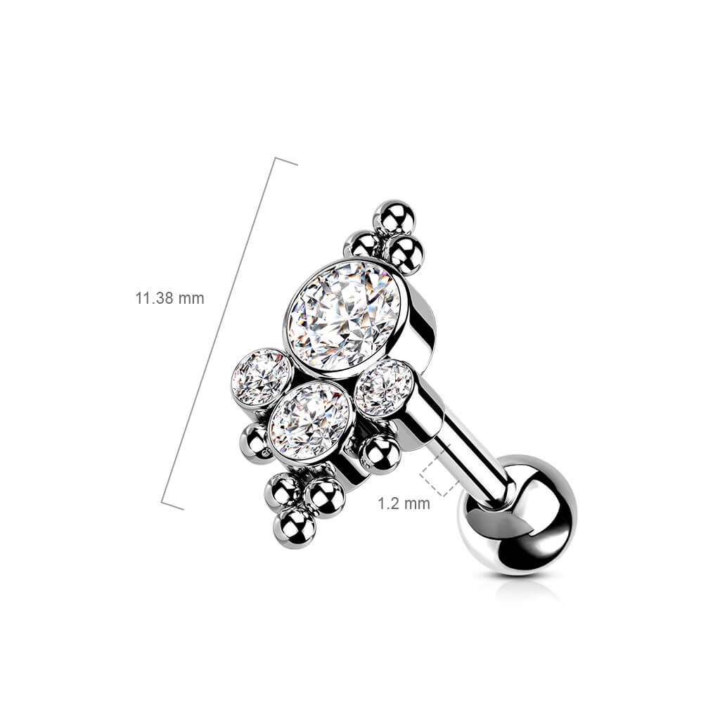 Titanium Barbell 4 Zirconia Silver Internally Threaded