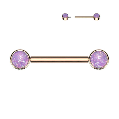 Titanium Nipple Piercing Opal Internally Threaded