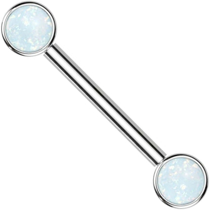 Titanium Nipple Piercing Opal Internally Threaded