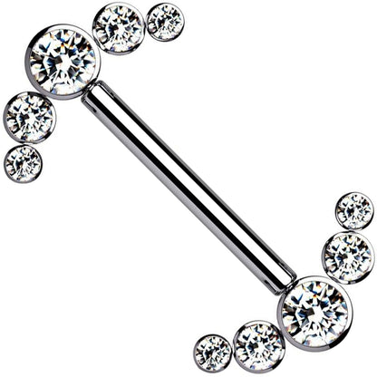 Titanio Piercing Capezzolo Argento con 5 zirconi Filettatura Interna