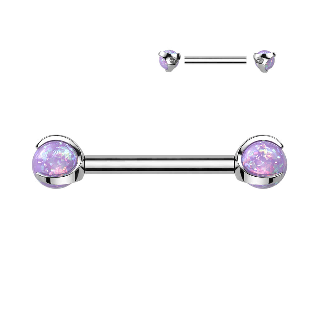 Titanium Nipple Piercing Opal Internally Threaded