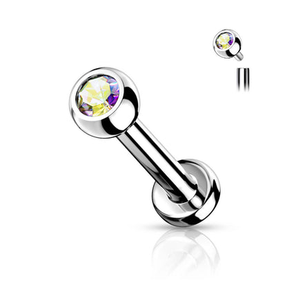 Titanium Labret Ball Zirconia Silver Internally Threaded