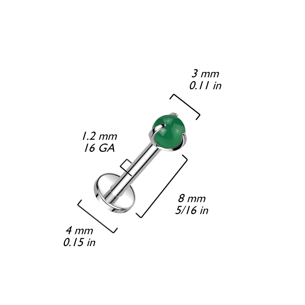 Titanio Bola de piedra natural Rosca interna Labret