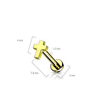 Titanium Labret Cross Flat Internally Threaded