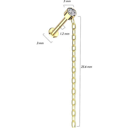 Titan Labret Kette Anhänger Zirkonia Innengewinde