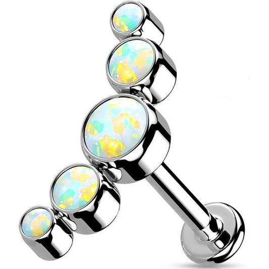 Titanium Labret 5 Opal Silver Internally Threaded