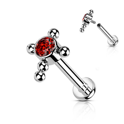 Titanium Labret Cross Zirconia Internally Threaded