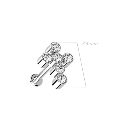 Titanium Labret Cross Zirconia Internally Threaded