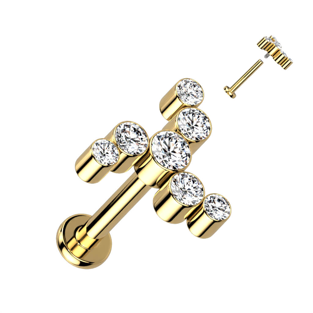 Titane Labret Tourbillon Zircone Filetage Interne