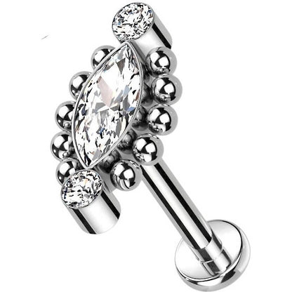 Titanio Circonita talla marquesa Plata Rosca interna Labret