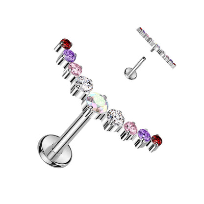 Titanio 9 Circonita curva Rosca interna Labret