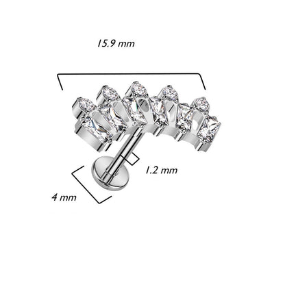 Titanium Labret Baguette Zirconia Internally Threaded