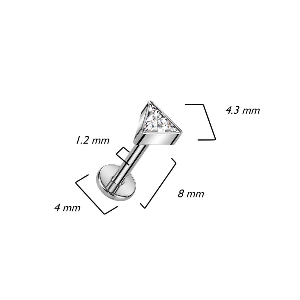 Titanio Triángulo Circonita Rosca interna Labret