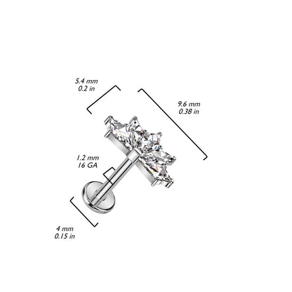 Titanium Labret Fan Zirconia Internally Threaded