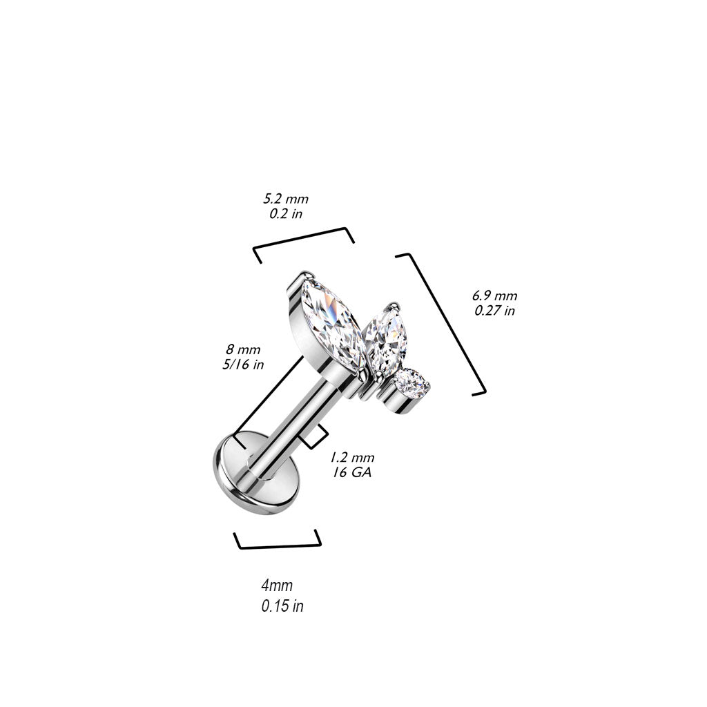 Titanio Circonita talla marquesa Rosca interna Labret