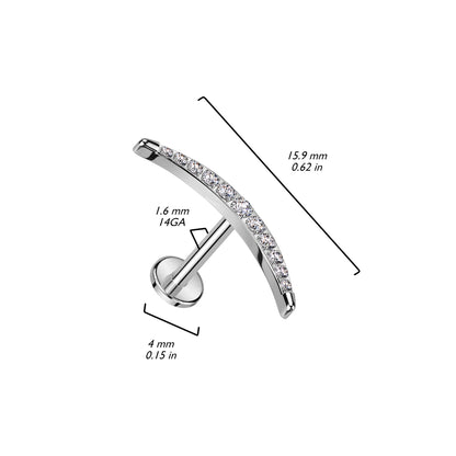 Titane Labret Lune Zircone Filetage Interne